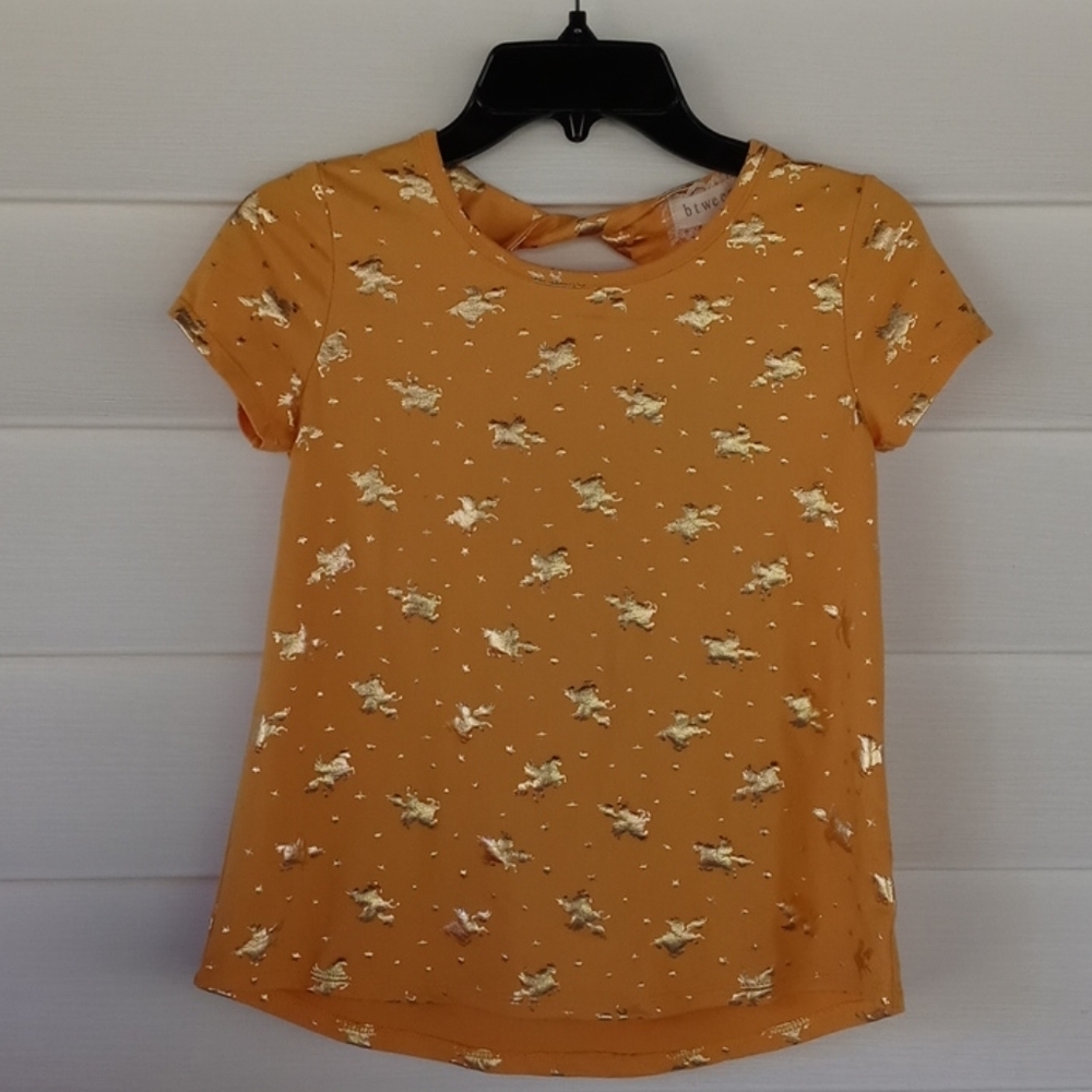 Between Gold Unicorn Print Top Sz 10/12